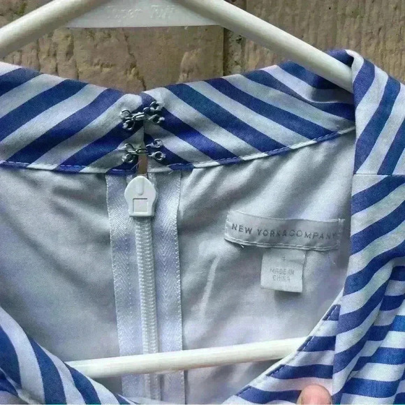 New York & Company Striped Blue White High Low Summer Dress Size 4 - Picture 6 of 6